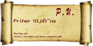 Priher Uljána névjegykártya
